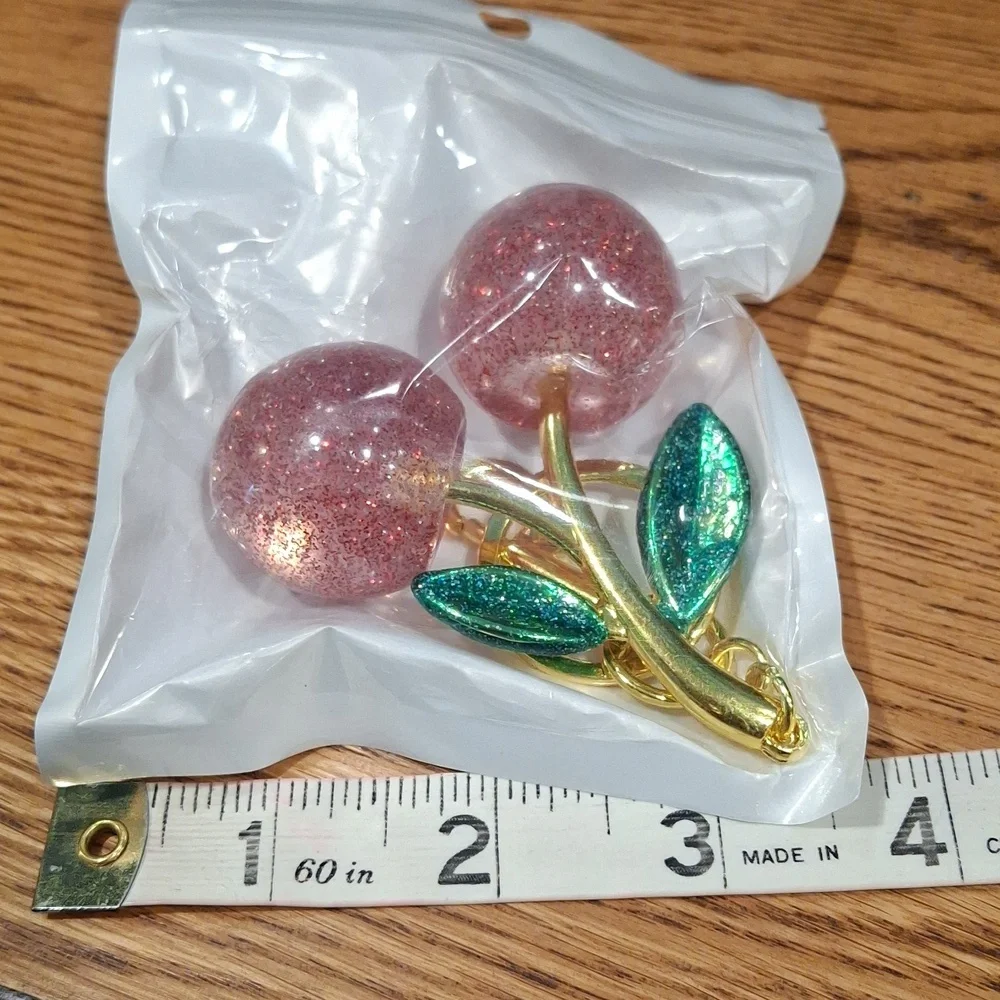 Sparkly Pink Cherry Keychain/Bag Charm